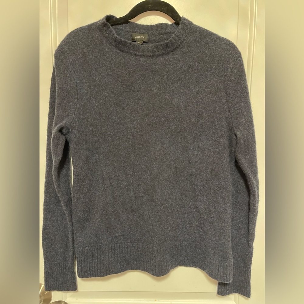 J. Crew Men’s Blue Merino Wool Blend Crewneck Sweater Preppy Old Luxury Medium.